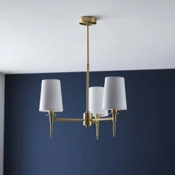Obasi 3-Light Satin Brass Shaded Chandelier Ceiling Light