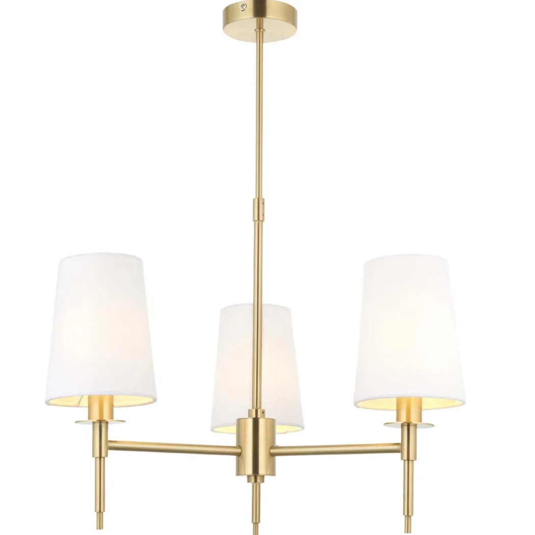 Obasi 3-Light Satin Brass Shaded Chandelier Ceiling Light