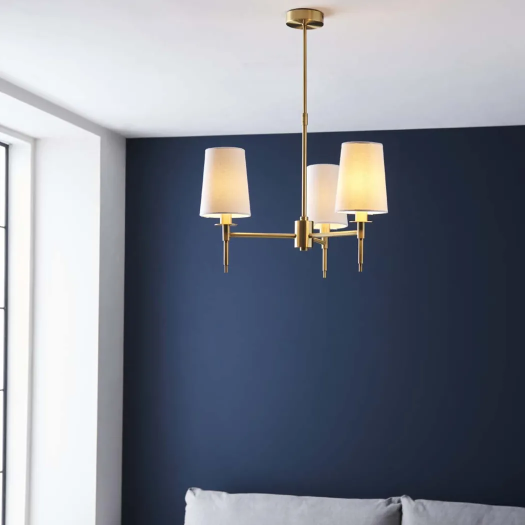 Obasi 3-Light Satin Brass Shaded Chandelier Ceiling Light