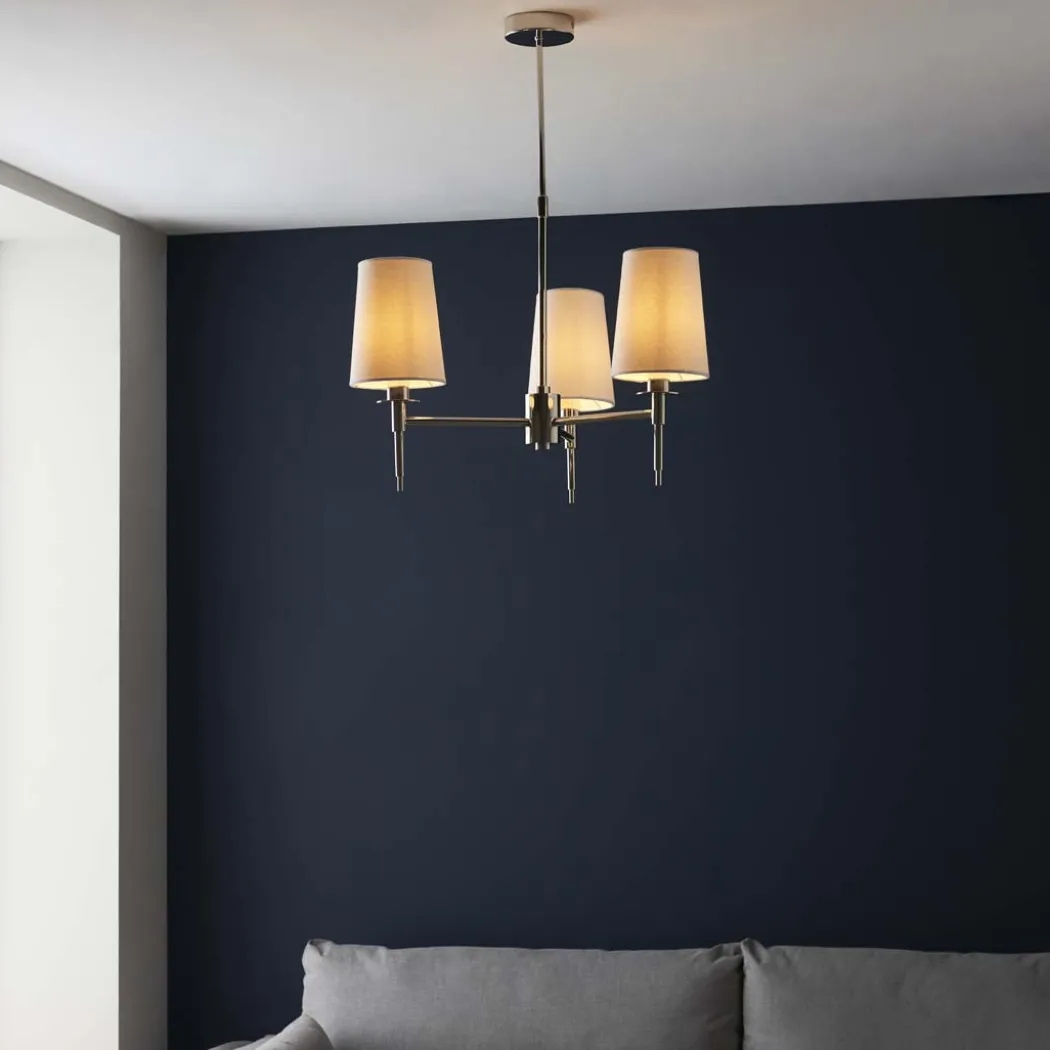 Obasi 3-Light Satin Nickel Shaded Chandelier Ceiling Light
