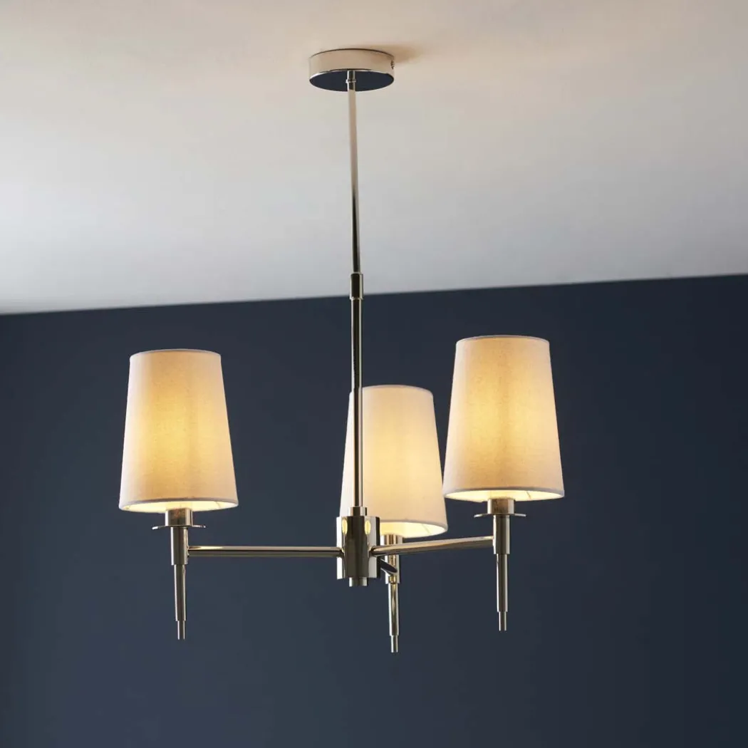 Obasi 3-Light Satin Nickel Shaded Chandelier Ceiling Light