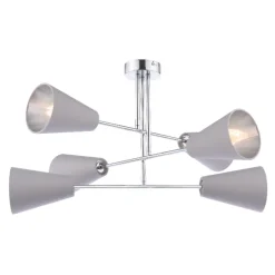 Oden 6 Light Grey Semi-Flush Ceiling Light