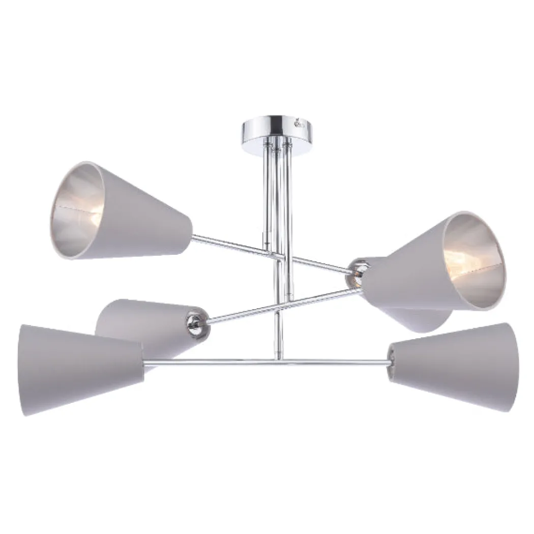 Oden 6 Light Grey Semi-Flush Ceiling Light