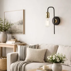 Oliver Black & Antique Brass Wall Light