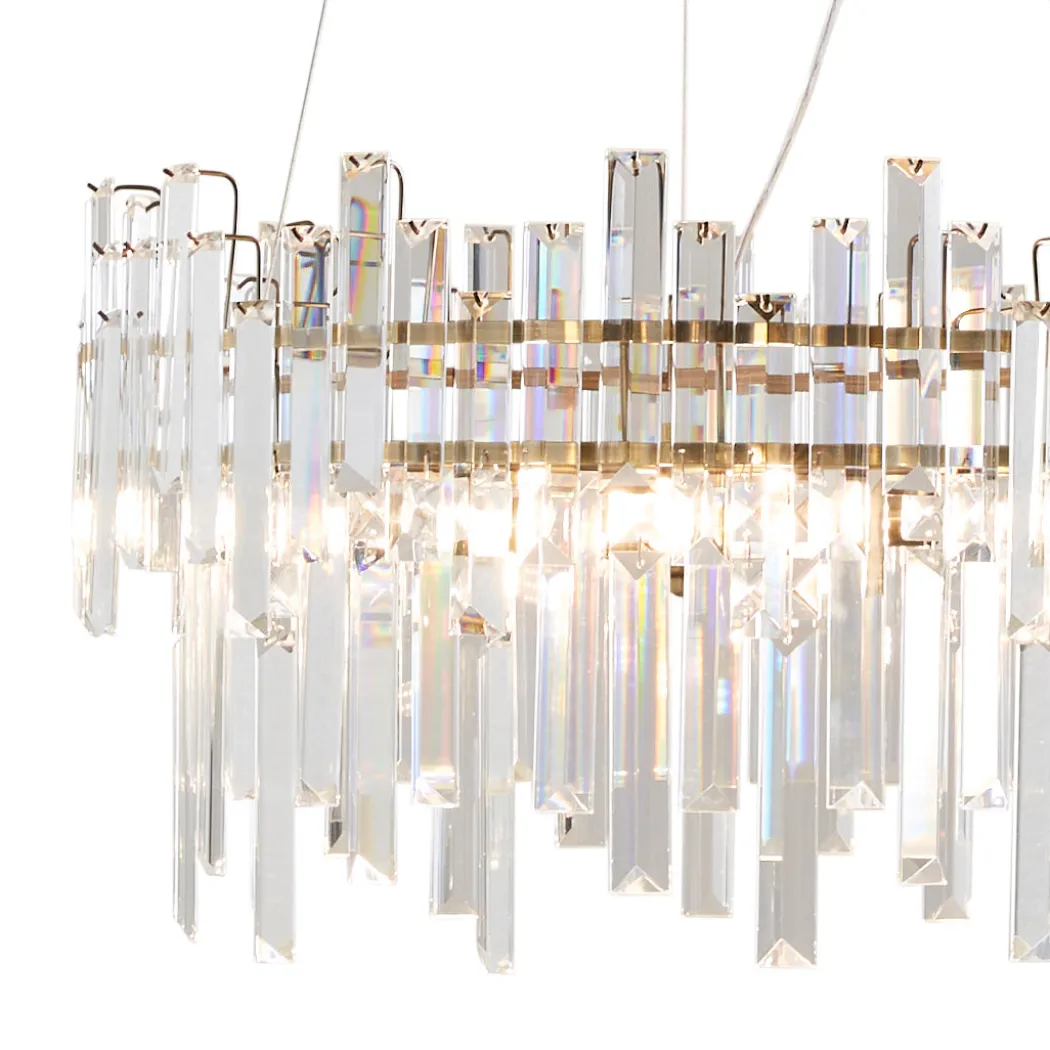 Onega 3 Light Antique Brass & Glass Pendant Ceiling Light