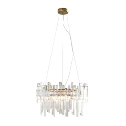 Onega 3 Light Antique Brass & Glass Pendant Ceiling Light