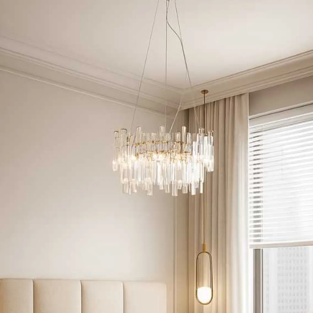 Onega 3 Light Antique Brass & Glass Pendant Ceiling Light