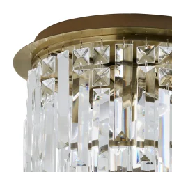 Onega 3 Light Antique Brass & Glass Flush Ceiling Light