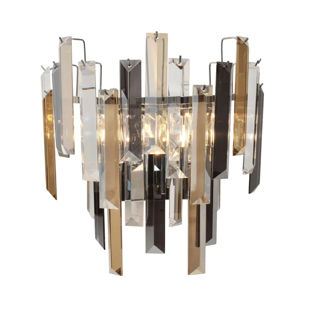 Onega 1 Light Champagne and Smoked Crystal Wall Light