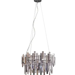 Onega 3 Light Chrome & Champagne Glass Pendant Ceiling Light