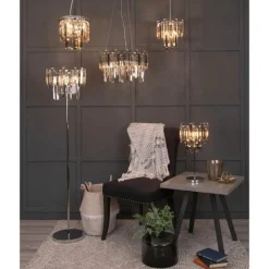Onega 3 Light Chrome & Champagne Glass Pendant Ceiling Light