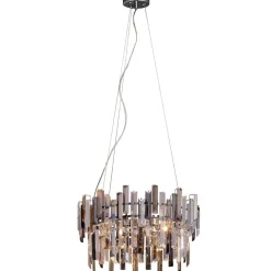Onega 3 Light Chrome & Champagne Glass Pendant Ceiling Light