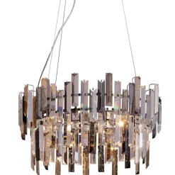Onega 3 Light Chrome & Champagne Glass Pendant Ceiling Light