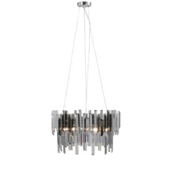 Onega 3 Light Chrome & Smoked Glass Pendant Ceiling Light