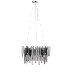 Onega 3 Light Chrome & Smoked Glass Pendant Ceiling Light