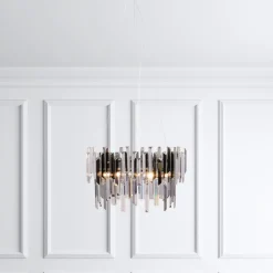 Onega 3 Light Chrome & Smoked Glass Pendant Ceiling Light
