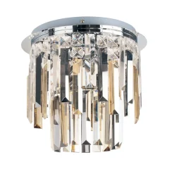 Onega 3 Light Polished Chrome & Glass Flush Ceiling Light