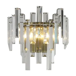 Onega Antique Brass & Glass Crystal Wall Light