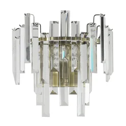 Onega Antique Brass & Glass Crystal Wall Light