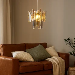 Onega Champagne and Smoked Glass Easy Fit Pendant Shade