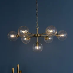 Ophelia 7-Light Warm Brass and Glass Pendant