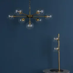 Ophelia 7-Light Warm Brass and Glass Pendant
