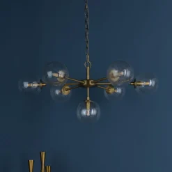 Ophelia 7-Light Warm Brass and Glass Pendant