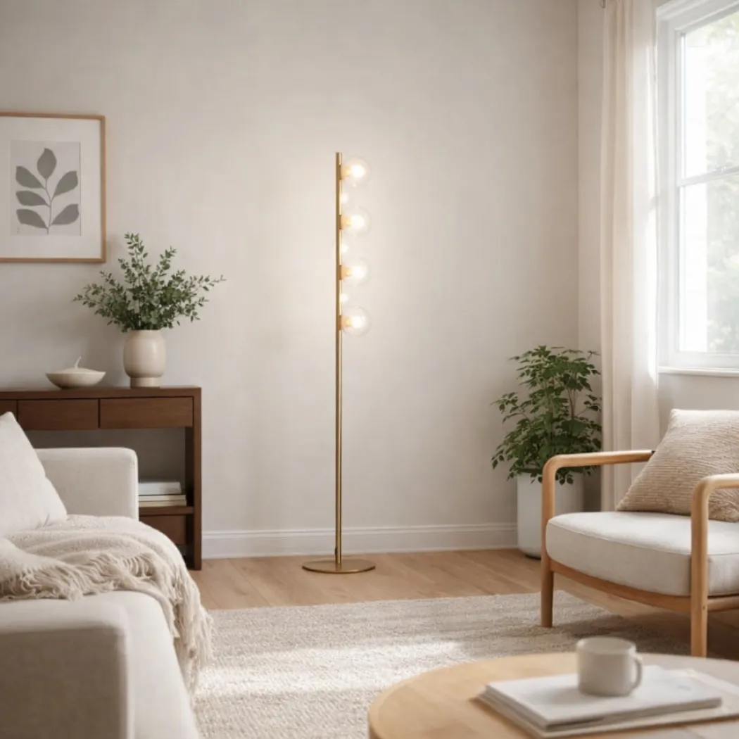 Ophelia 4-Light Warm Brass Floor Lamp