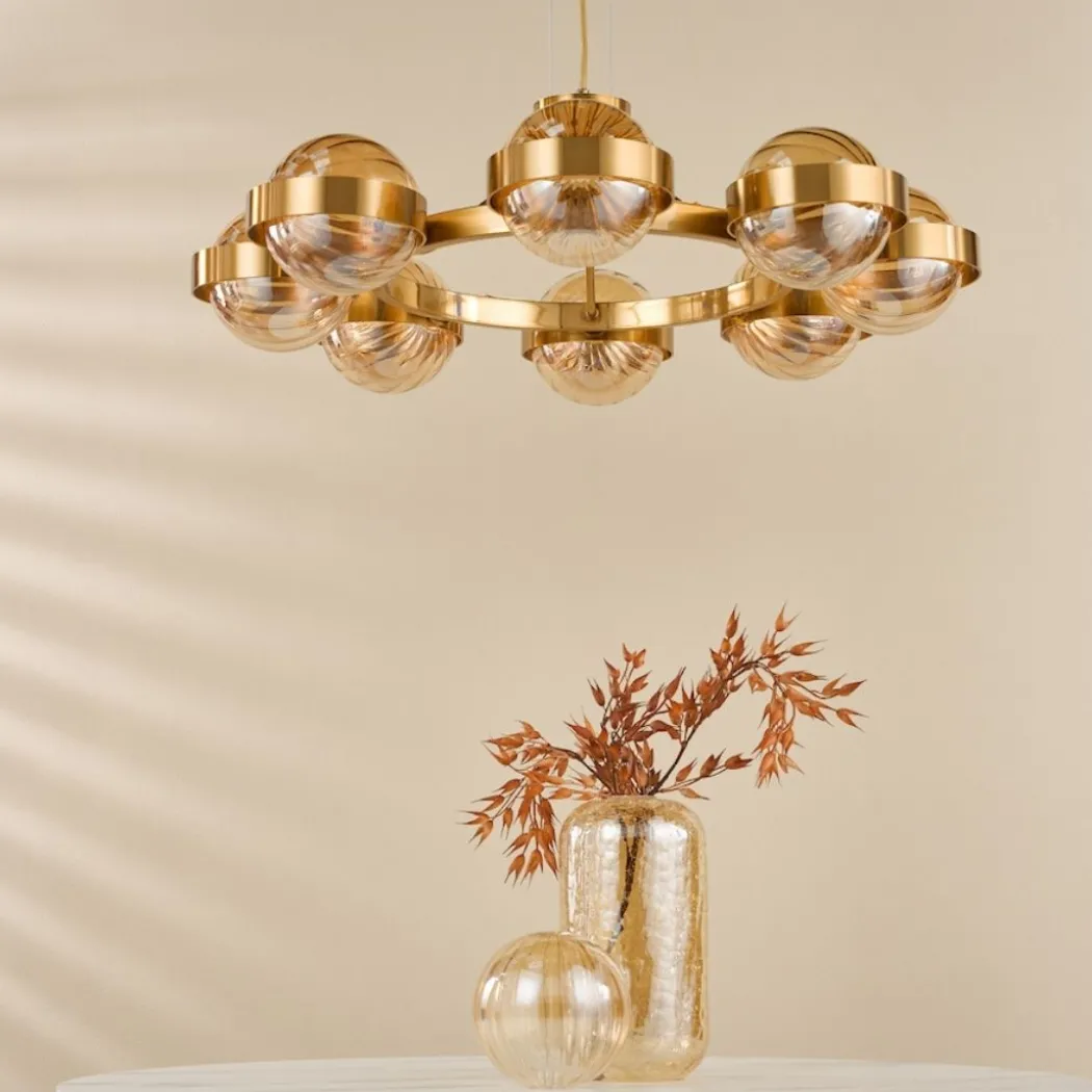 Ophira 8-Light Antique Gold Pendant