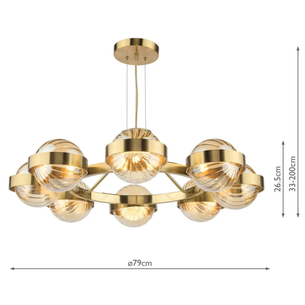 Ophira 8-Light Antique Gold Pendant