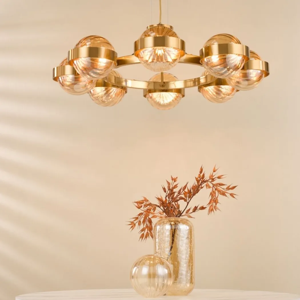 Ophira 8-Light Antique Gold Pendant