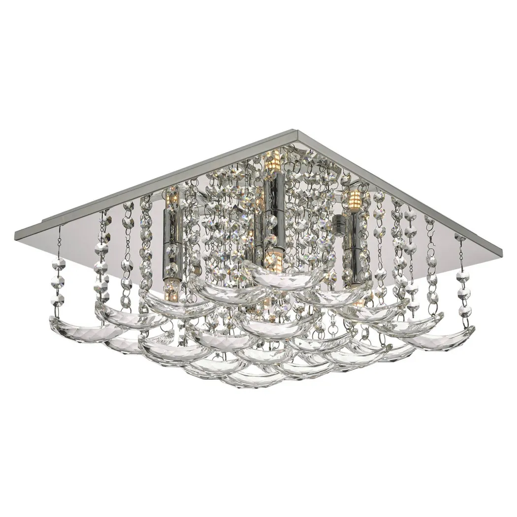 Orella Crystal 5 Light Semi Flush Ceiling Light |
