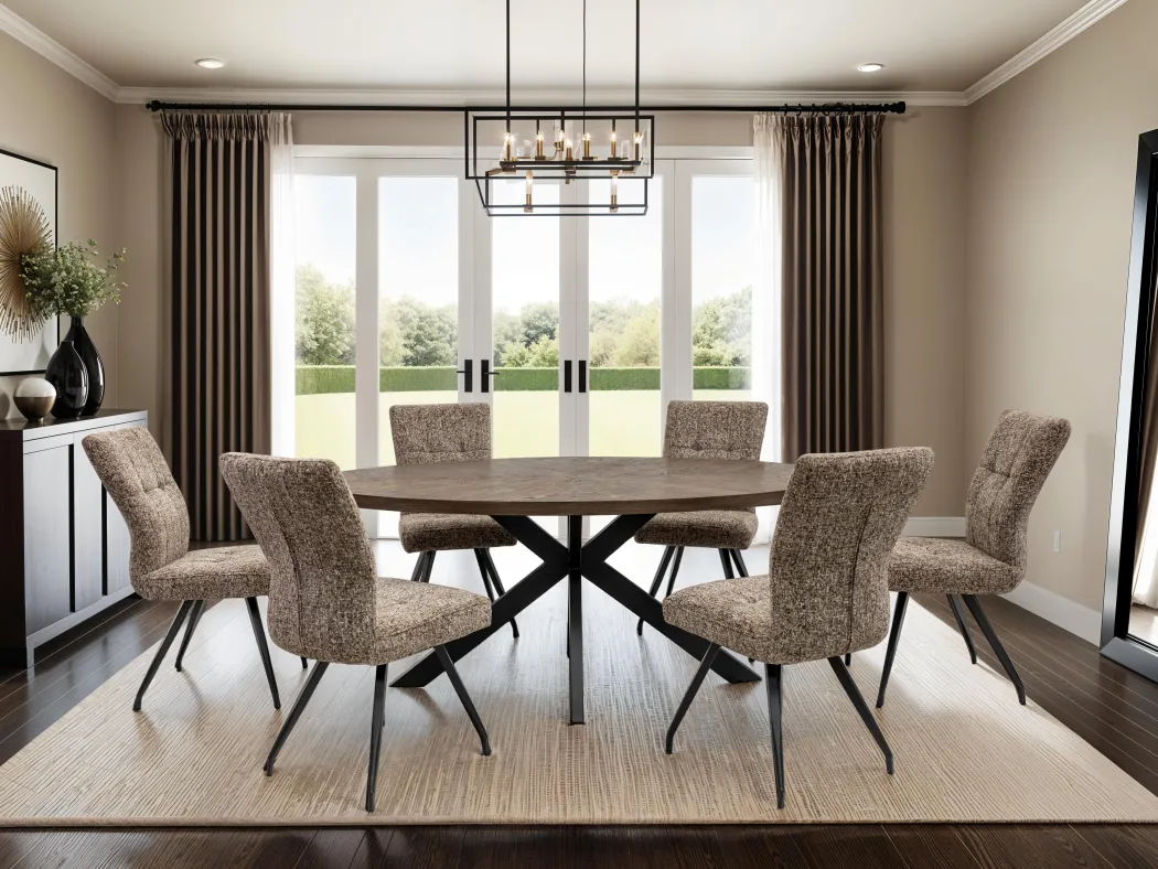 Orlando 1.8M Oval Dining Set with 6 Arabella Chairs