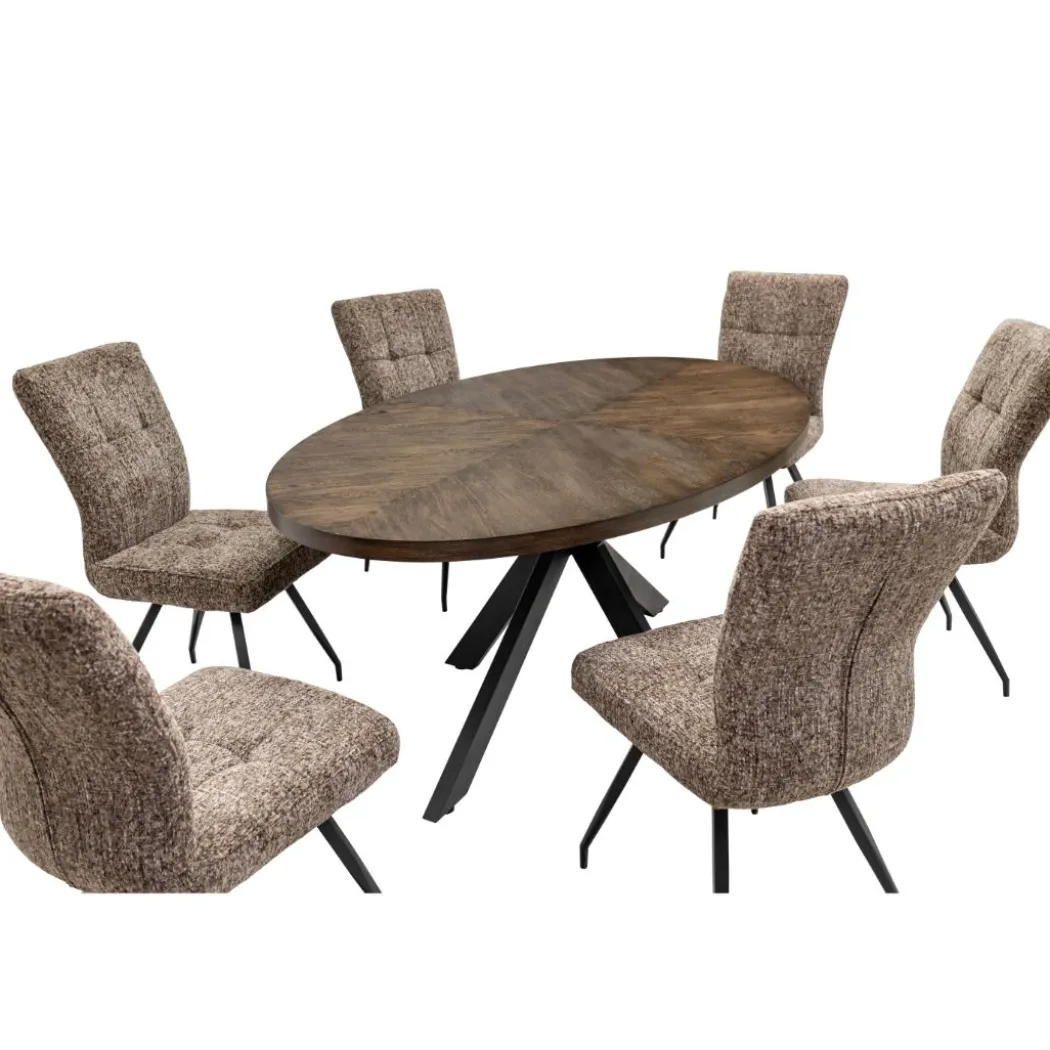 Orlando 1.8M Oval Dining Set with 6 Arabella Chairs