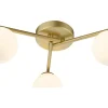 Orlena 3 Light Satin Gold Flush Ceiling Light with Opal Glass Shades