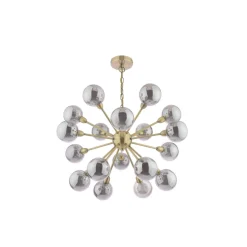 Ornella 18-Light Antique Brass and Glass Pendant