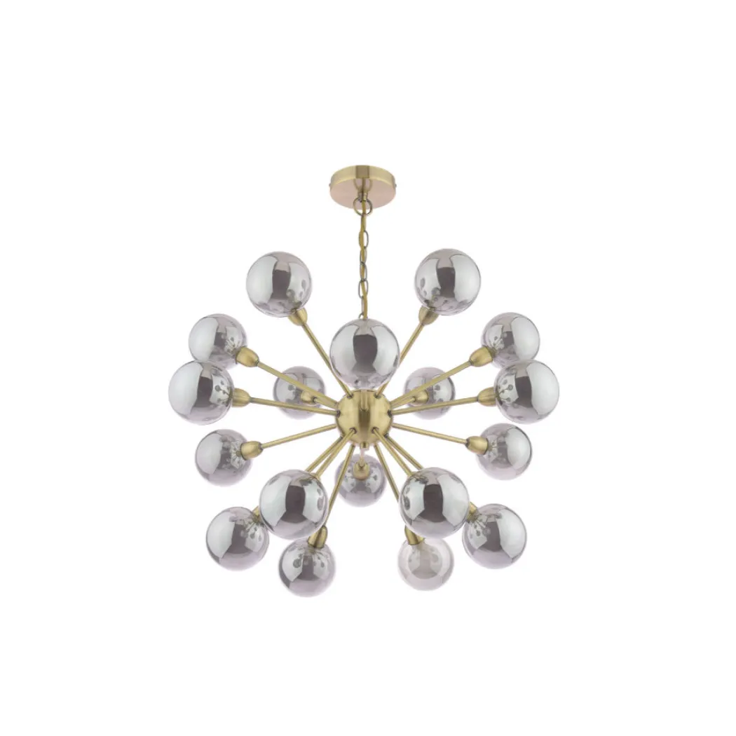 Ornella 18-Light Antique Brass and Glass Pendant