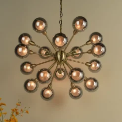 Ornella 18-Light Antique Brass and Glass Pendant