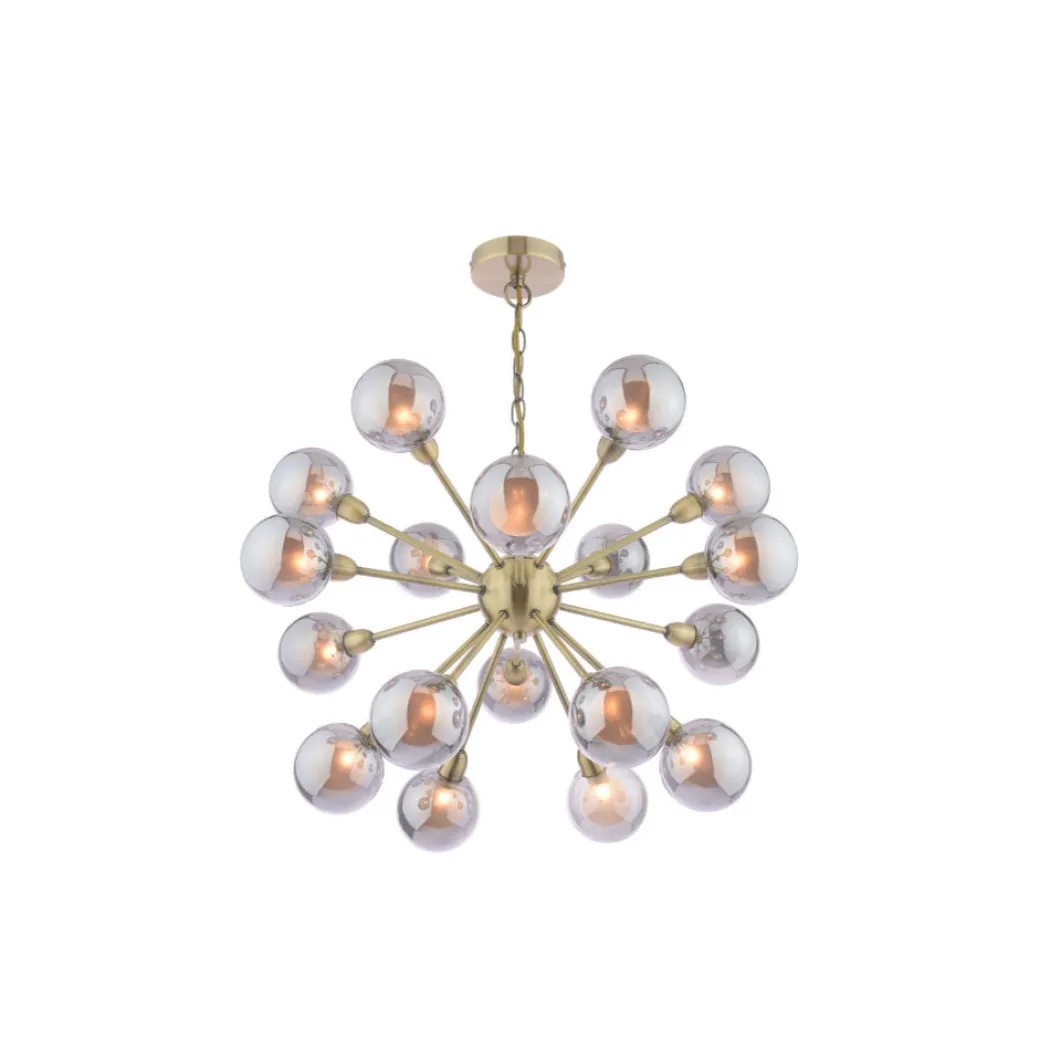 Ornella 18-Light Antique Brass and Glass Pendant