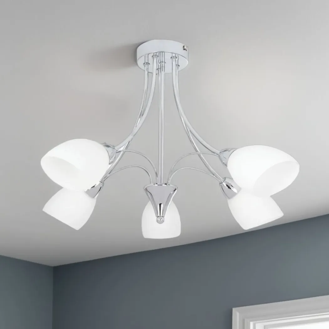 Oxford 5 Light Semi Flush Ceiling Light Polished Chrome