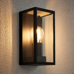 Oxford Matte Black & Glass Outdoor Wall Light