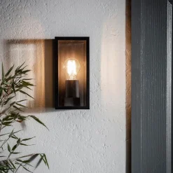 Oxford Matte Black & Glass Outdoor Wall Light