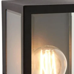 Oxford Matte Black & Glass Outdoor Wall Light
