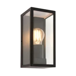 Oxford Matte Black & Glass Outdoor Wall Light