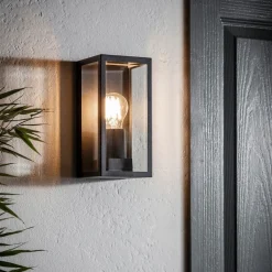 Oxford Matte Black & Glass Outdoor Wall Light
