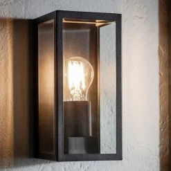 Oxford Matte Black & Glass Outdoor Wall Light