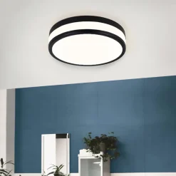 Palermo Black LED Bathroom Flush Ceiling Light