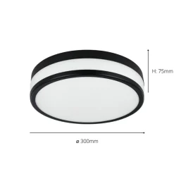 Palermo Black LED Bathroom Flush Ceiling Light