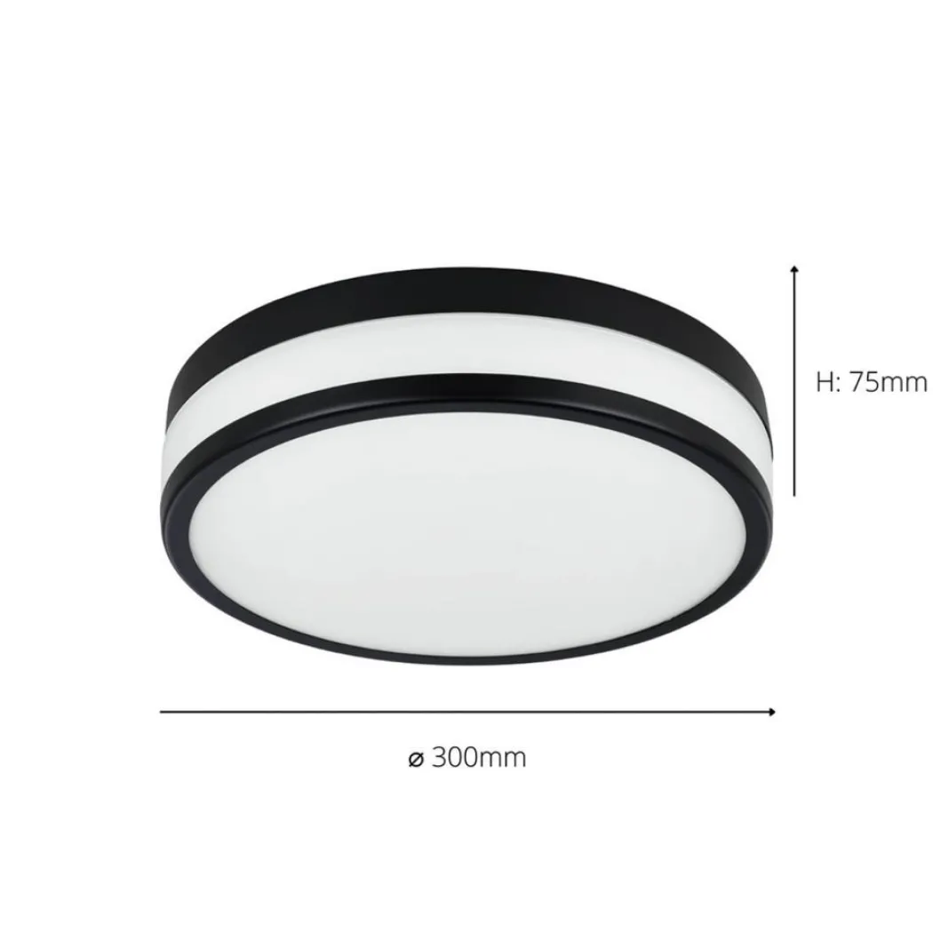 Palermo Black LED Bathroom Flush Ceiling Light