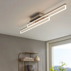 Palmital Satin Chrome & Clear LED Flush Ceiling Light